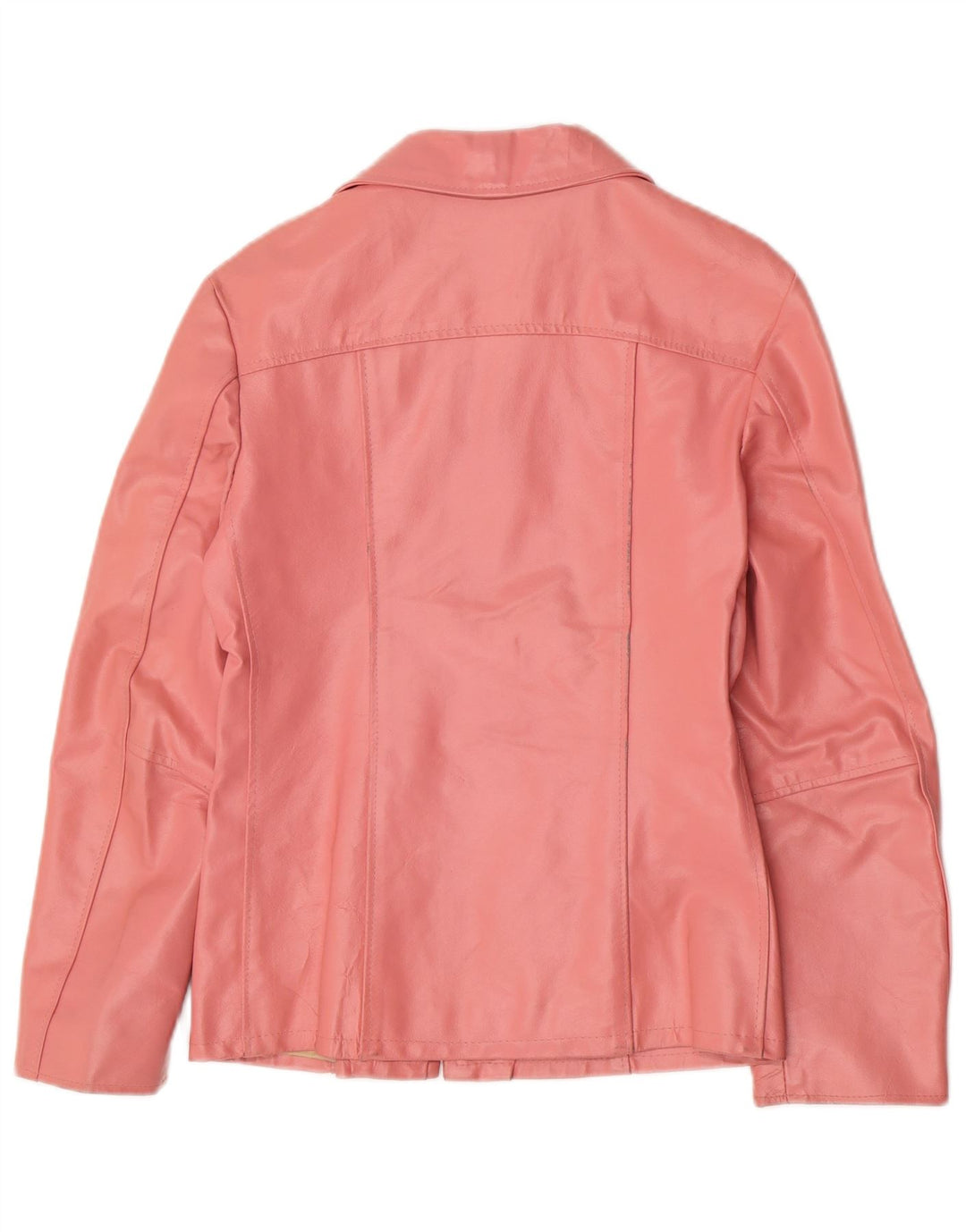 Giacca in pelle vintage da donna UK 14 grande rosa