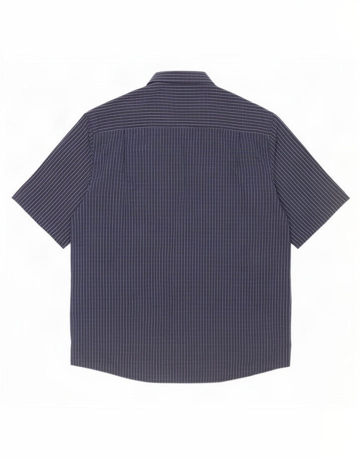 Camicia a maniche corte da uomo James Pringle 2XL Poliestere a quadri blu navy