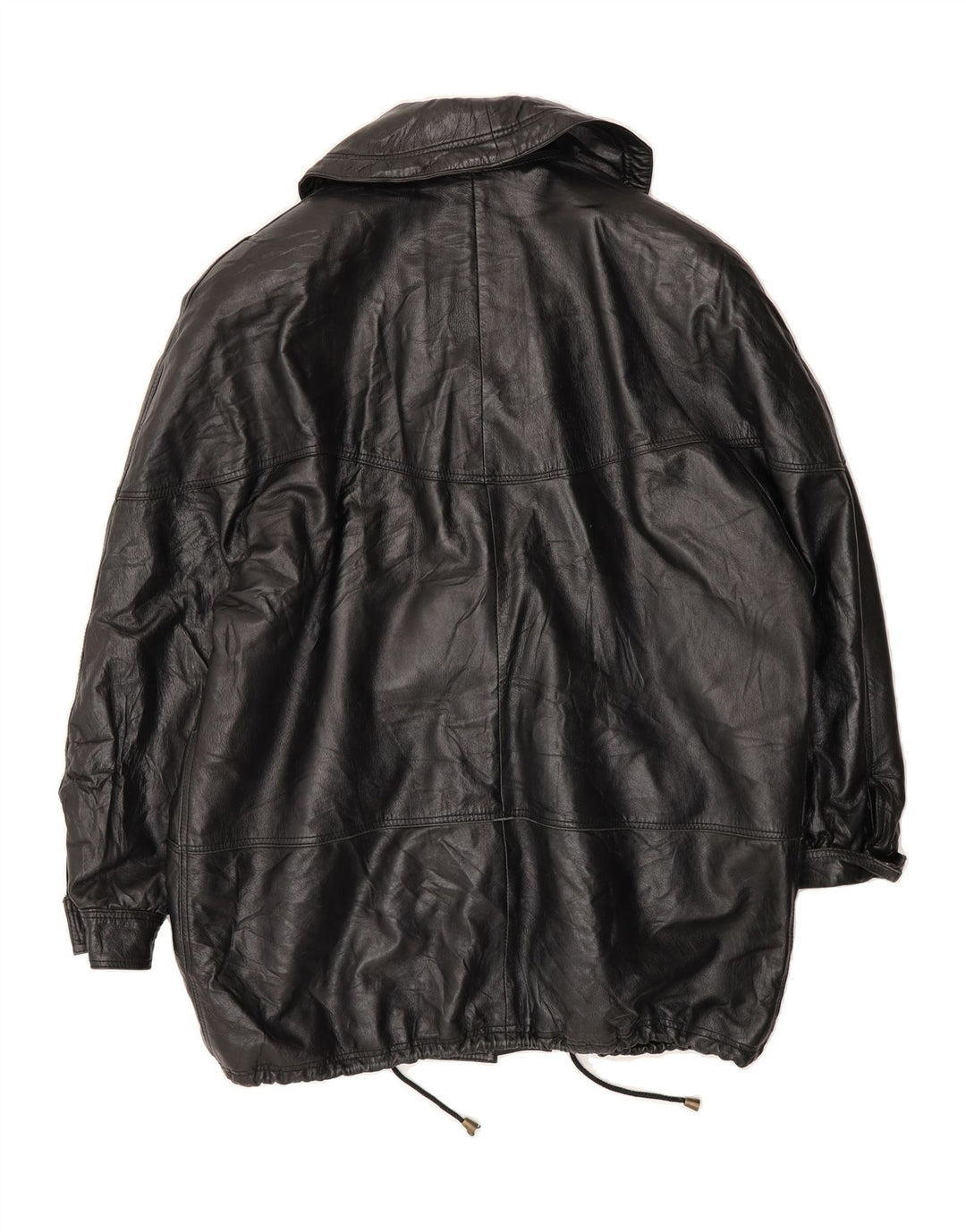 VINTAGE Womens Oversized Leather Coat UK 18 XL Black Leather Vintage Vintage and Second-Hand Vintage from Messina Hembry 