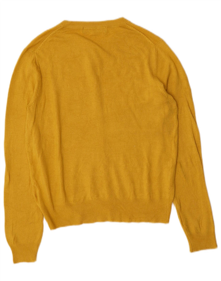 Maglione cardigan da donna Marks & Spencer UK 8 piccolo viscosa gialla