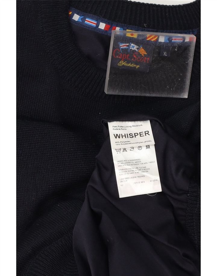 WHISPER Maglione da uomo girocollo da yachting maglione XL blu navy poliestere