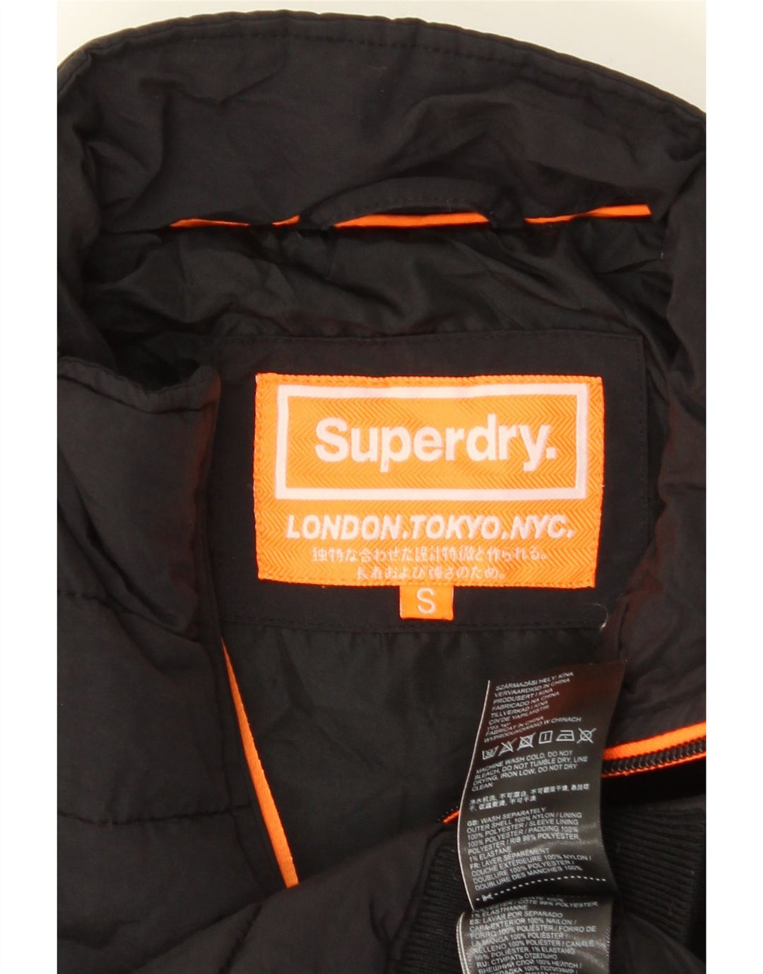 Giacca imbottita da uomo SUPERDRY UK 36 piccola in nylon nero