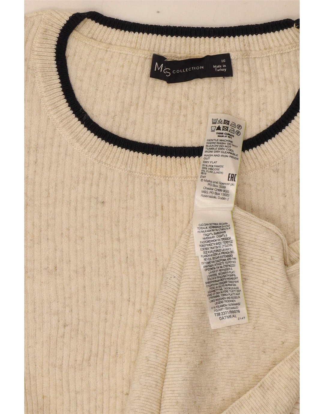 Top in camicetta da donna Marks & Spencer UK 16 Large in poliammide bianco sporco