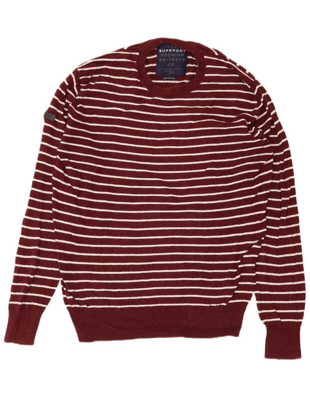 Maglione maglione girocollo da uomo SUPERDRY XL in cotone a righe marrone