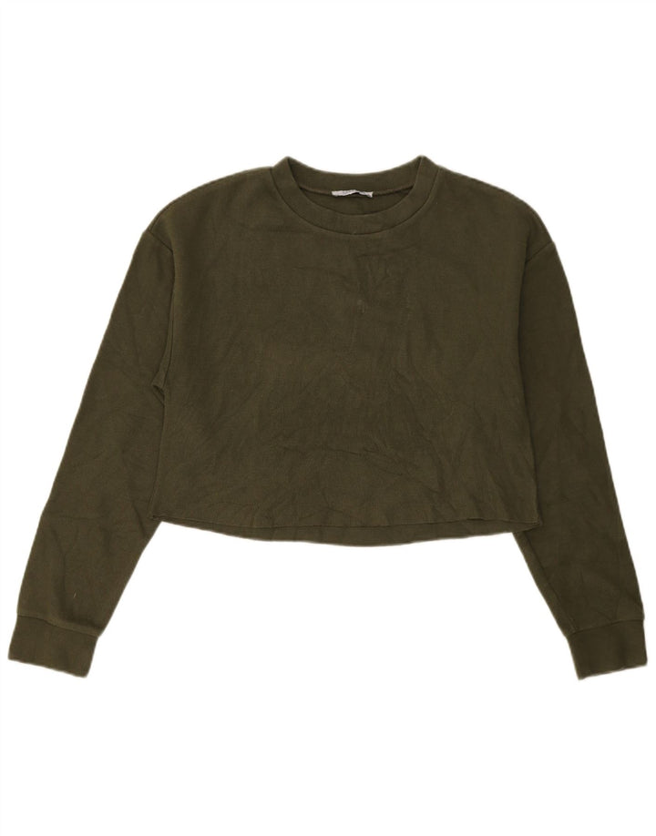 Top corto da donna Zara manica lunga UK 10 piccolo verde