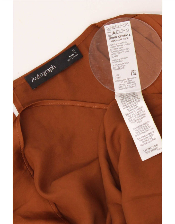 Camicetta a maniche lunghe Autograph da donna Marks & Spencer UK 12 Marrone medio