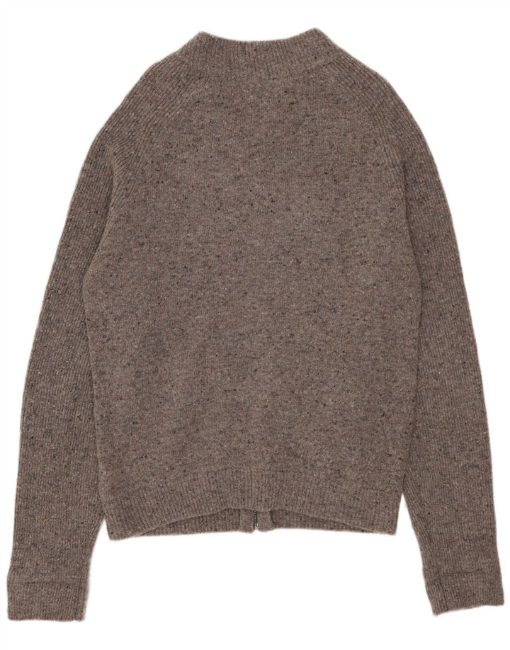 MARKS & SPENCER Maglione cardigan da uomo piccolo in lana screziata grigia