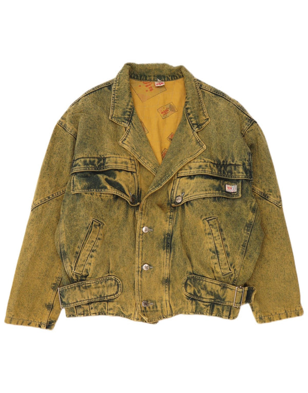 Giacca di jeans vestibilità ampia da uomo Ulfa UK 38 Cotone giallo medio anni '80