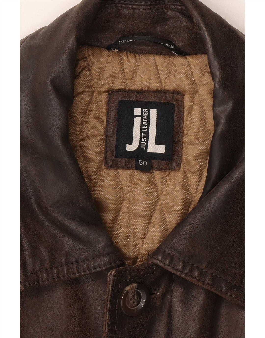 Giacca in pelle militare da uomo vintage IT 50 grande marrone