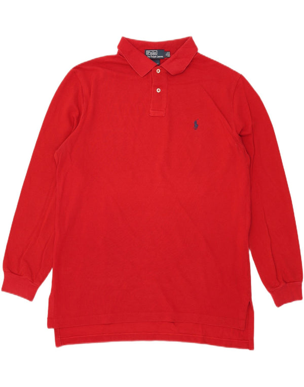 Polo Ralph Lauren da uomo a maniche lunghe su misura Polo XL in cotone rosso