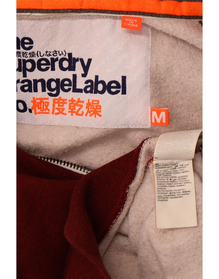 Maglione con cappuccio e zip da uomo SUPERDRY in cotone screziato bordeaux medio