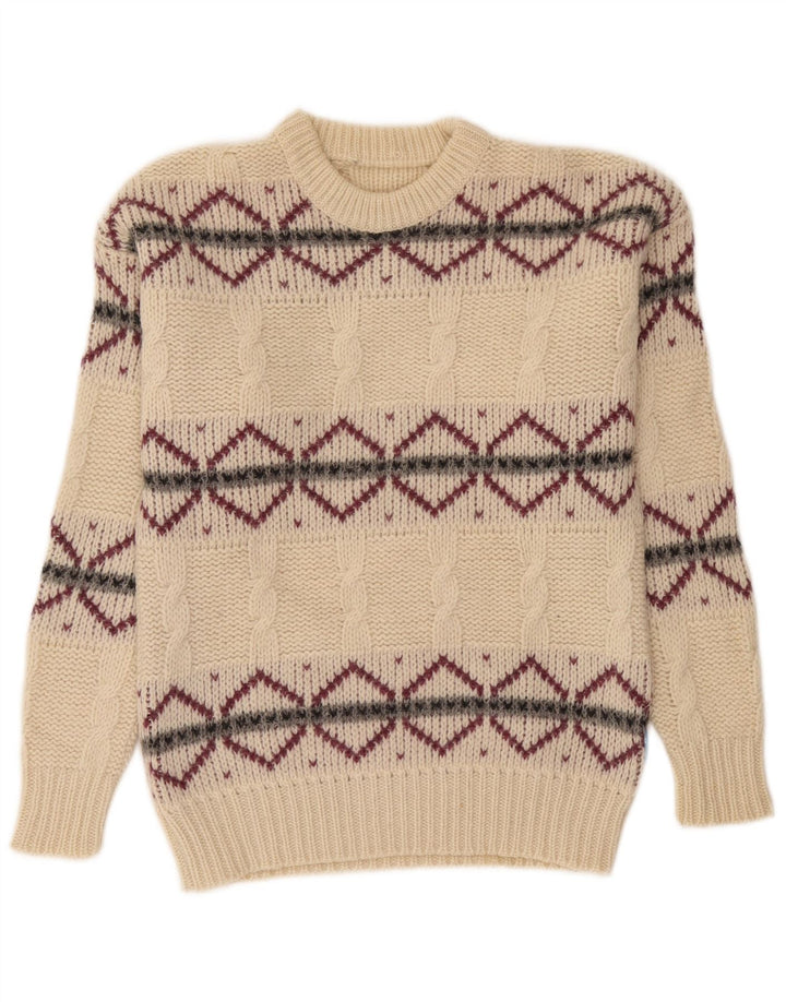 Maglione da uomo girocollo Carrera piccolo bianco sporco a rombi/diamante