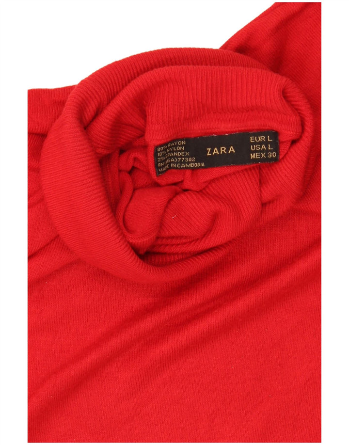 Maglione maglione a collo alto da donna Zara UK 14 grande rayon rosso
