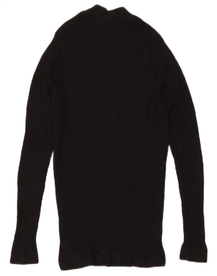 ZARA Maglione da Donna con Collo Dolcevita UK 8 Piccolo in Viscosa Nera