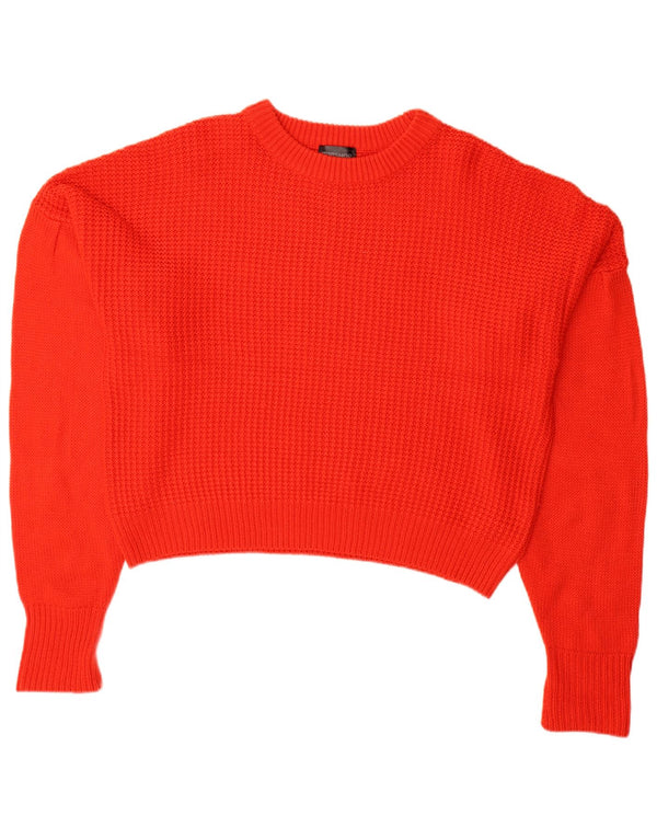 Maglione maglione girocollo oversize da donna Topshop UK 10 piccolo acrilico rosso