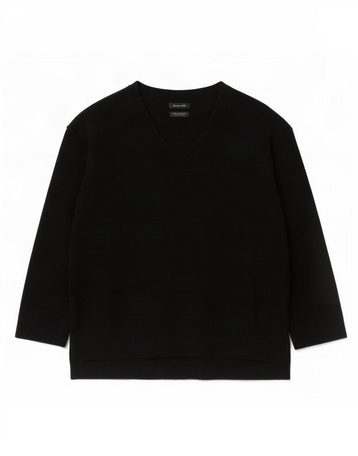 Maglione da donna con scollo a V Massimo Dutti UK 10 piccolo in lana nera