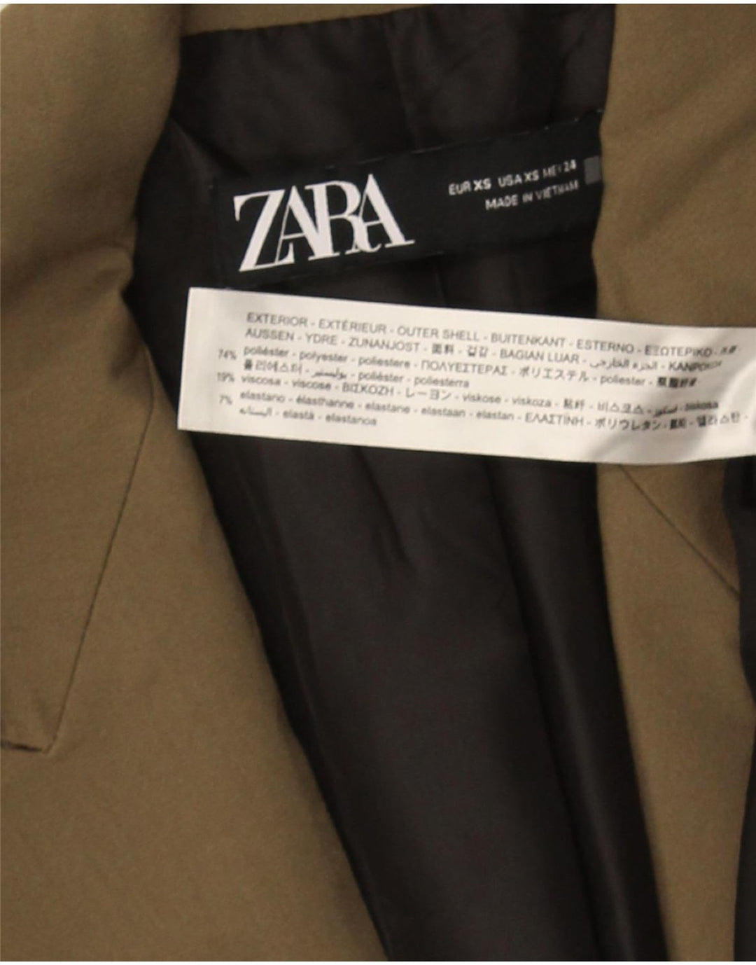 Giacca blazer doppiopetto da uomo Zara UK 34 XS poliestere kaki