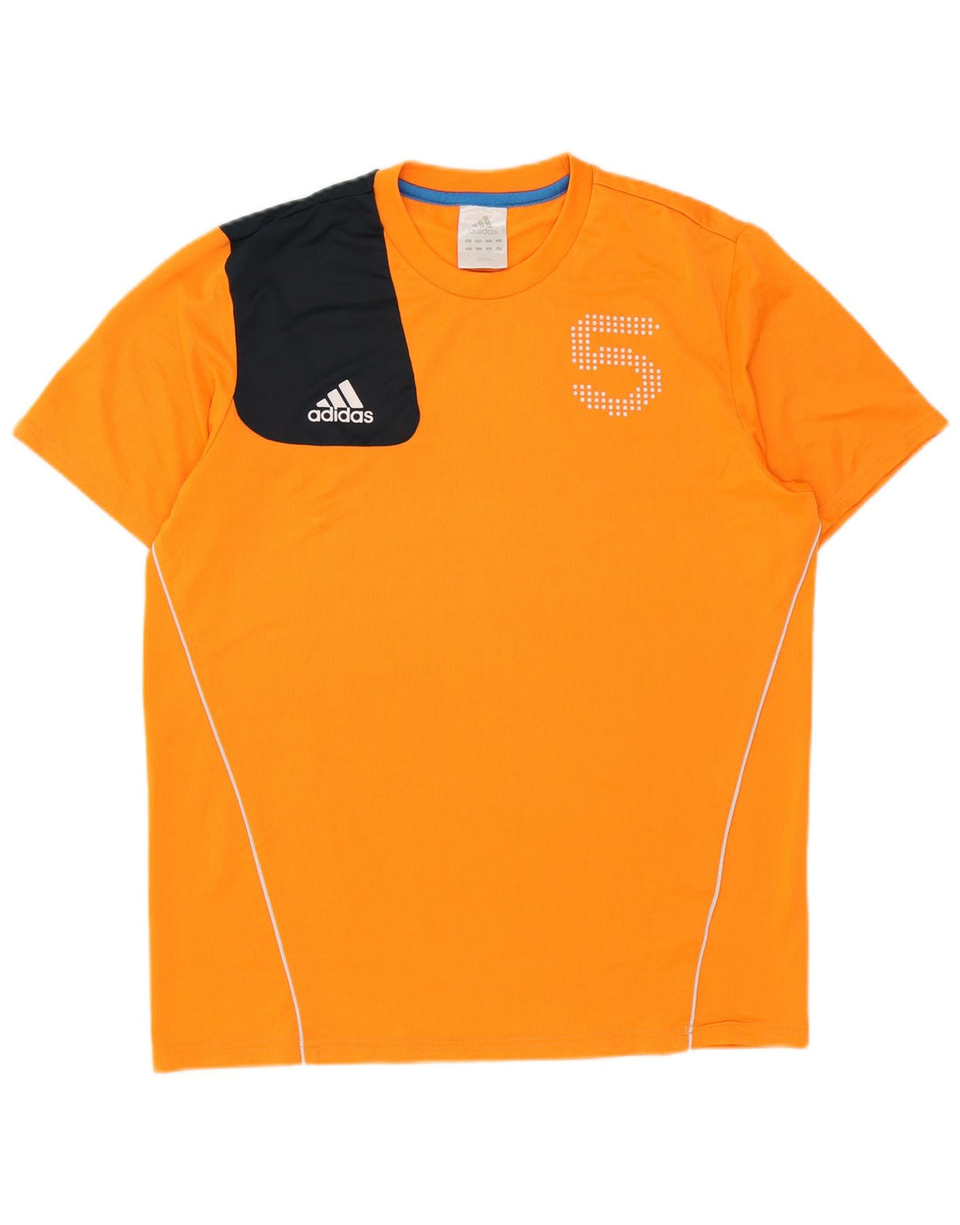 T-shirt grafica da uomo Adidas Top grande in poliestere color block arancione