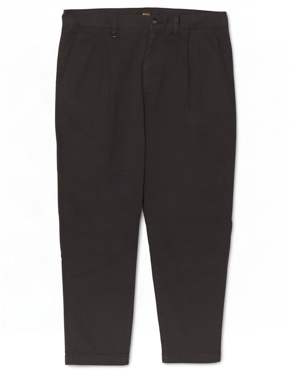 Pantaloni chino con pegged da uomo Hugo Boss W34 L26 cotone nero