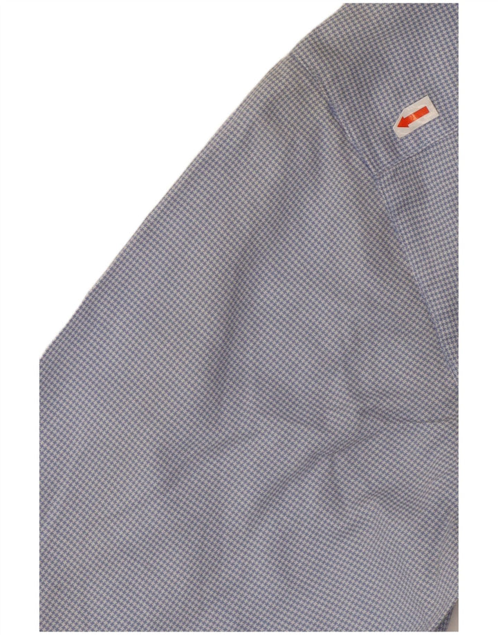 Camicetta camicia vintage da donna US 3 piccolo pied de poule blu