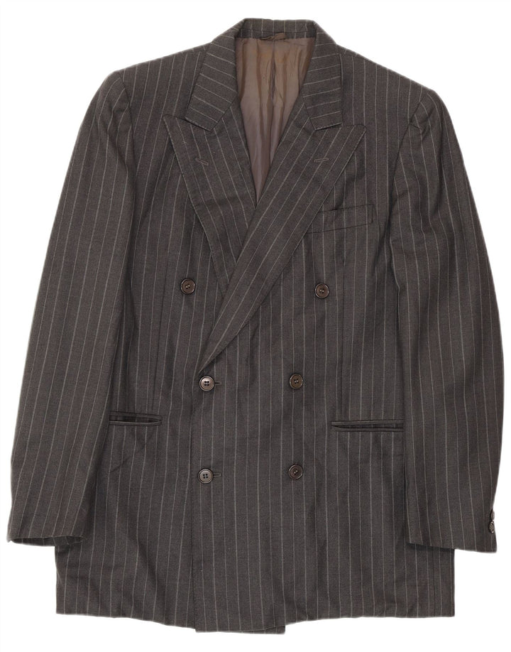 Giacca blazer doppiopetto da uomo Lord UK 38 Lana a righe grigio medio