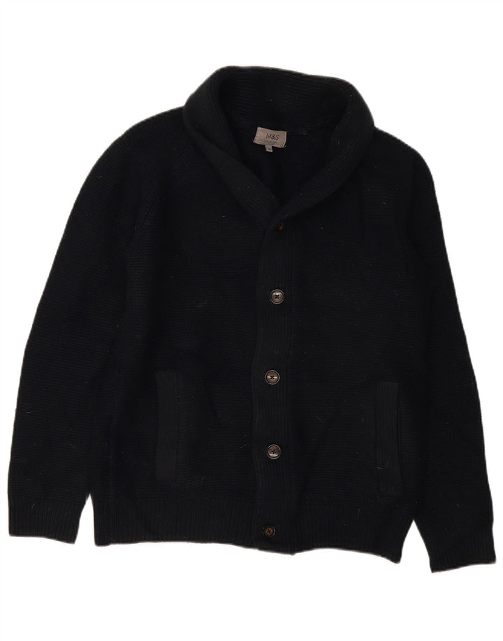 Maglione cardigan da uomo Marks & Spencer piccolo acrilico blu navy