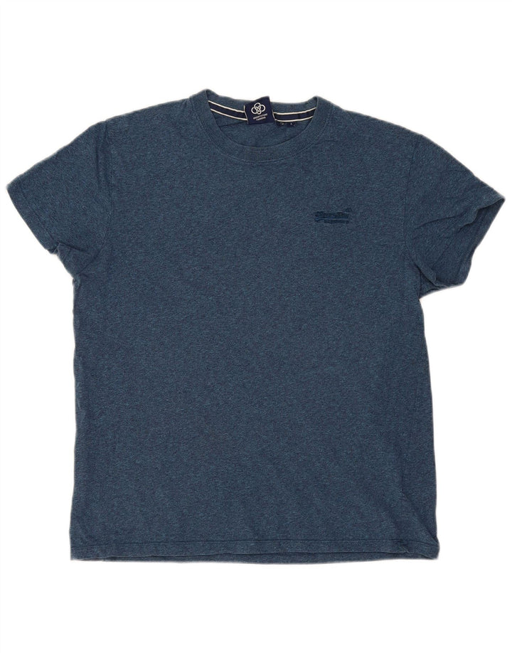 T-shirt da uomo Superdry Top grande in cotone chiazzato blu