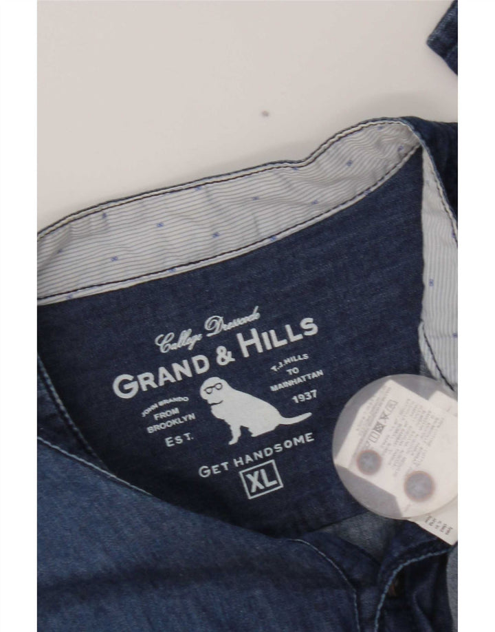 Camicia in denim pullover da uomo Grand & Hills XL in cotone blu