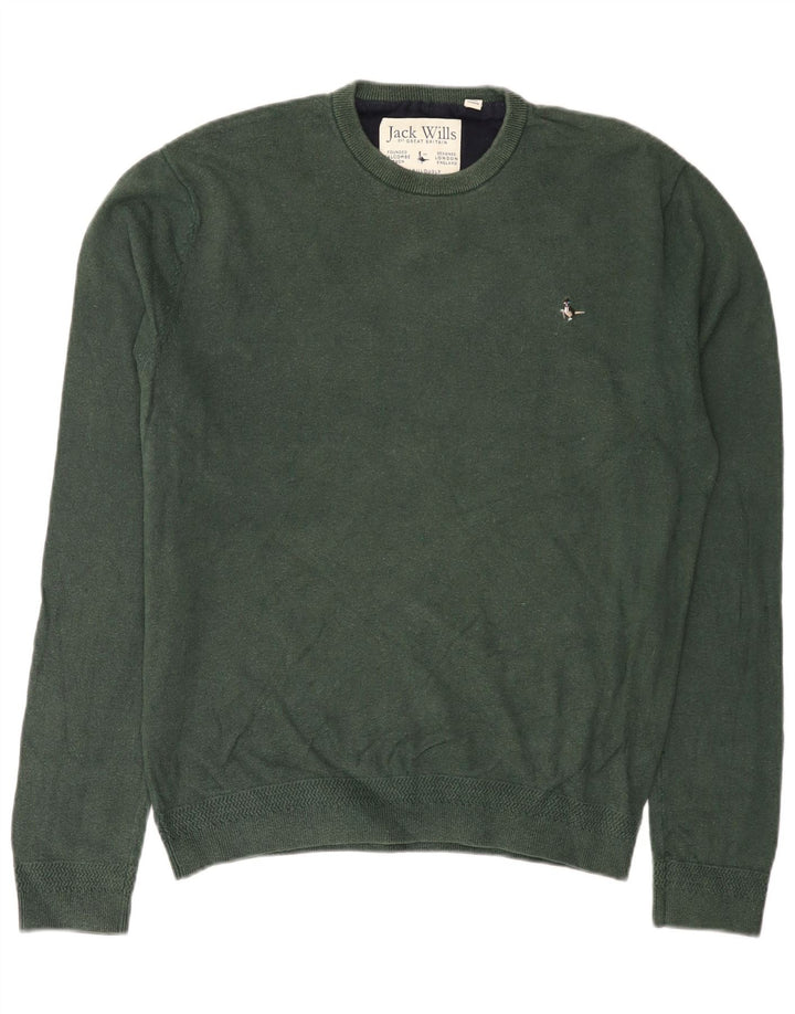 JACK WILLS Maglione da uomo girocollo grande cotone verde
