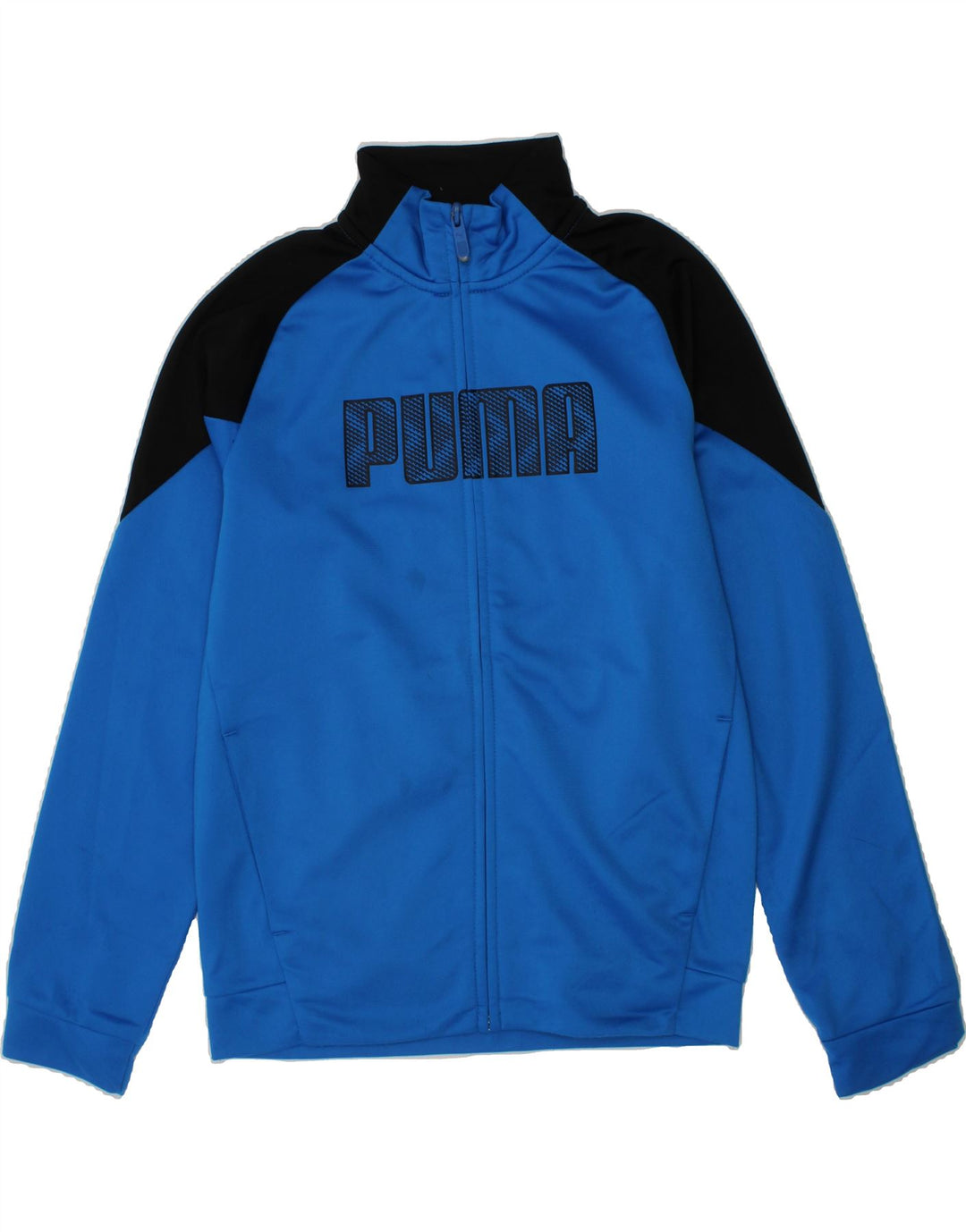 PUMA Boys Graphic Tracksuit Top Jacket 11-12 Years Blue Colourblock Vintage Puma and Second-Hand Puma from Messina Hembry 