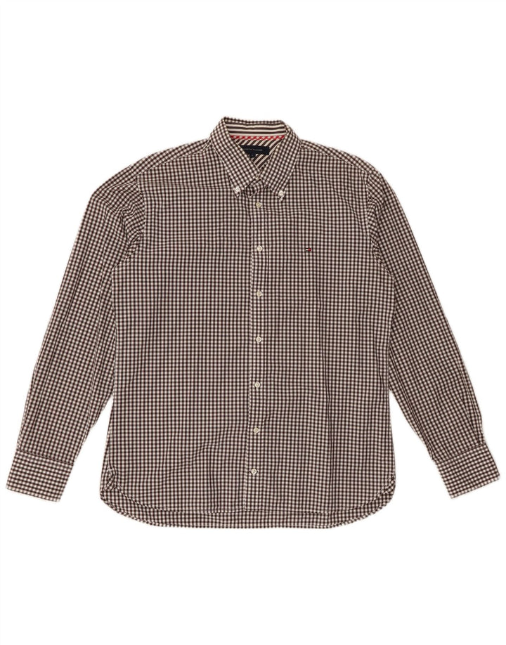 Camicia da uomo Tommy Hilfiger grande in cotone a quadretti nero