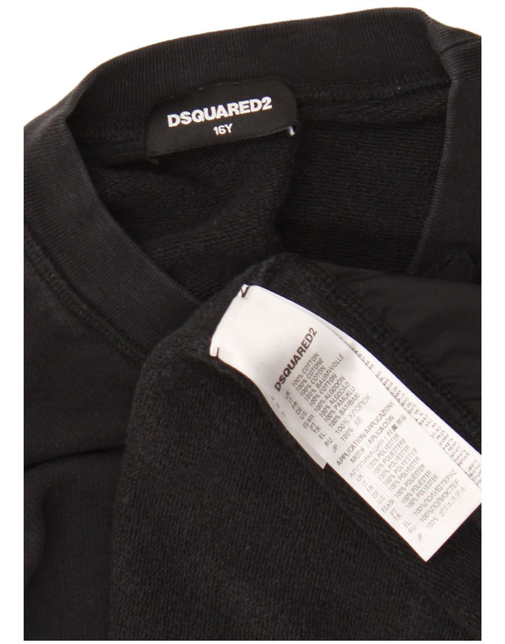 Felpa corta grafica oversize per ragazze Dsquared2 15-16 anni nera
