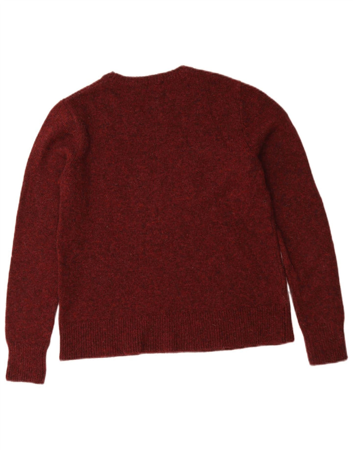 Maglione maglione girocollo da donna Pendleton UK 10 piccolo bordeaux screziato