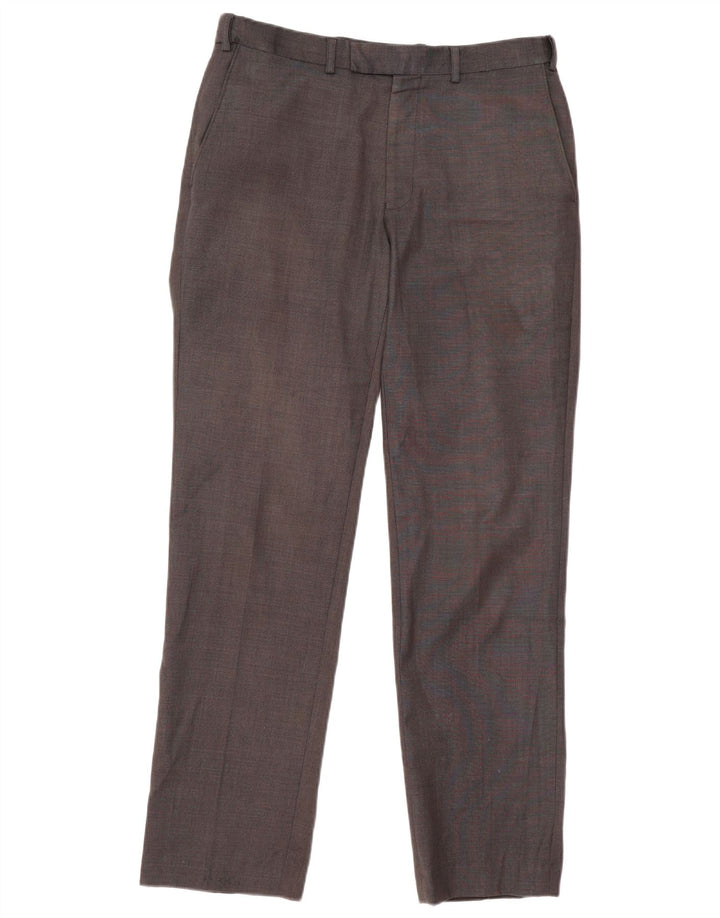 Pantaloni da abito dritti da uomo Marks & Spencer W32 L33 in lana grigia