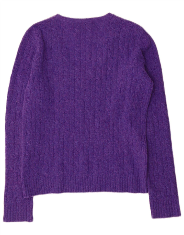 Maglione maglione con scollo a V da donna Ralph Lauren UK 14 grande lana viola