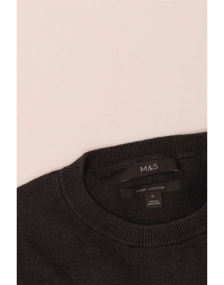 Maglione maglione girocollo da uomo Marks & Spencer in cotone grigio medio
