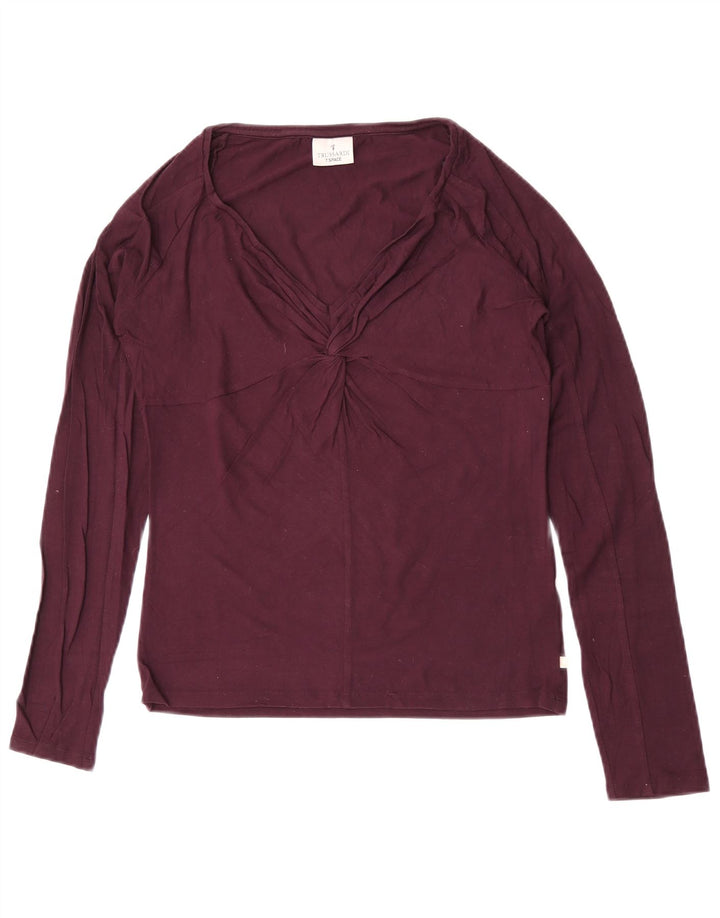 Top Trussardi Donna Manica Lunga UK 12 Viscosa Viola Medio