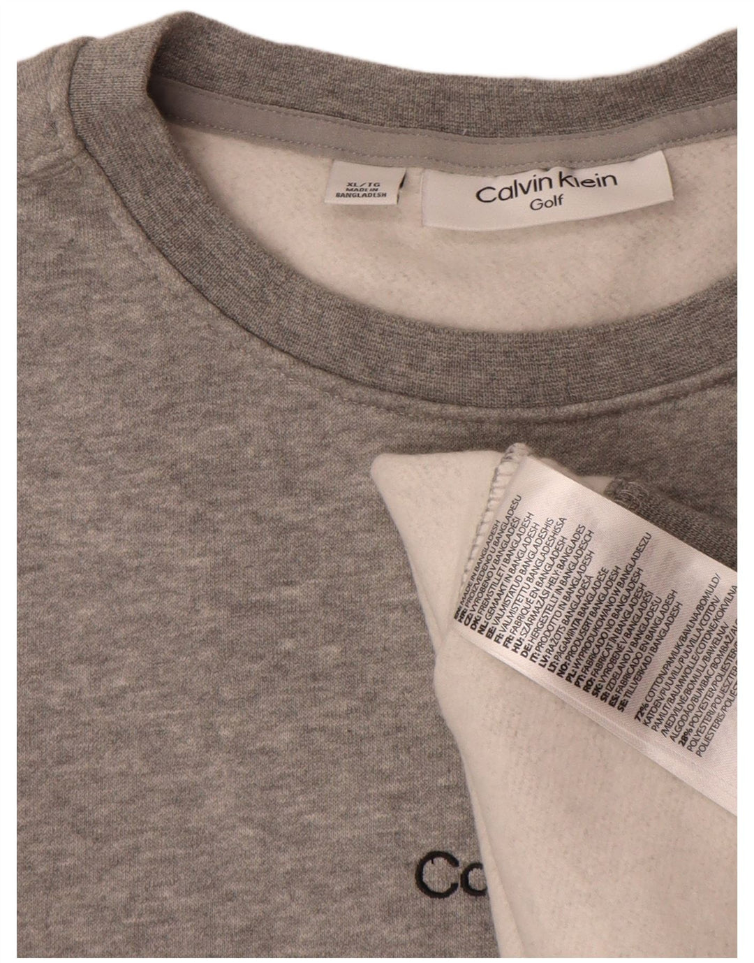 Felpa da golf da uomo Calvin Klein, maglione XL, cotone chiazzato grigio