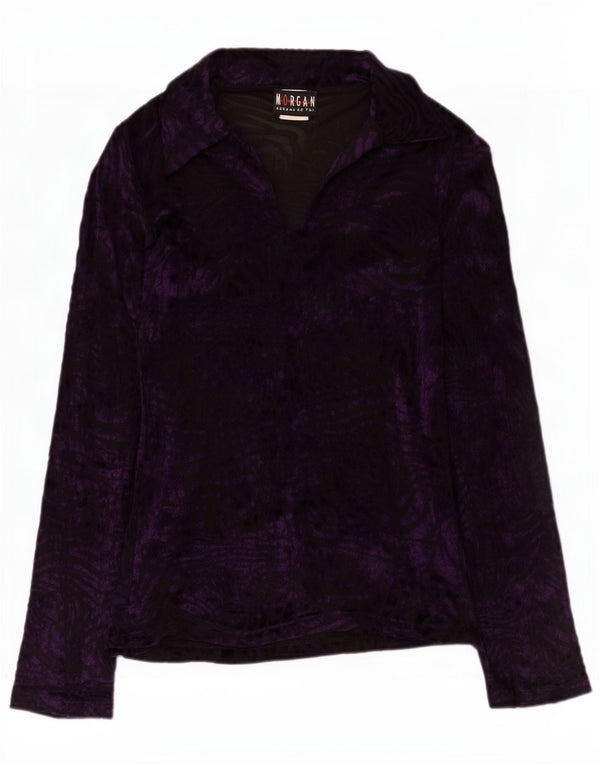 Camicetta in velluto a maniche lunghe da donna Morgan UK 12 Viscosa viola medio