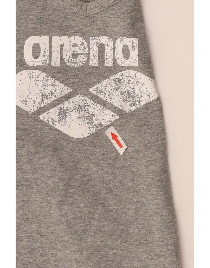 Top grafico da donna Arena manica lunga UK 14 grande grigio screziato