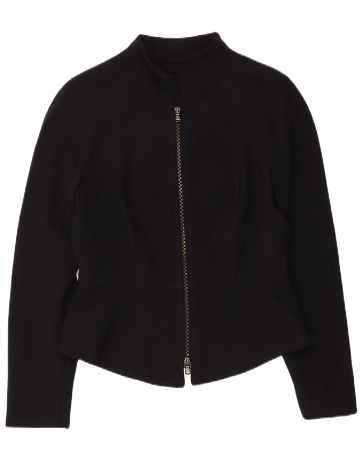 Giacca blazer da donna VINTAGE UK 10 piccola in poliestere nero