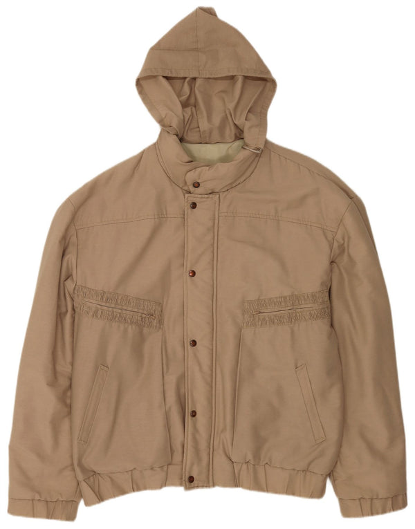 Giacca a vento vintage da uomo con cappuccio EU 52 XL Marrone