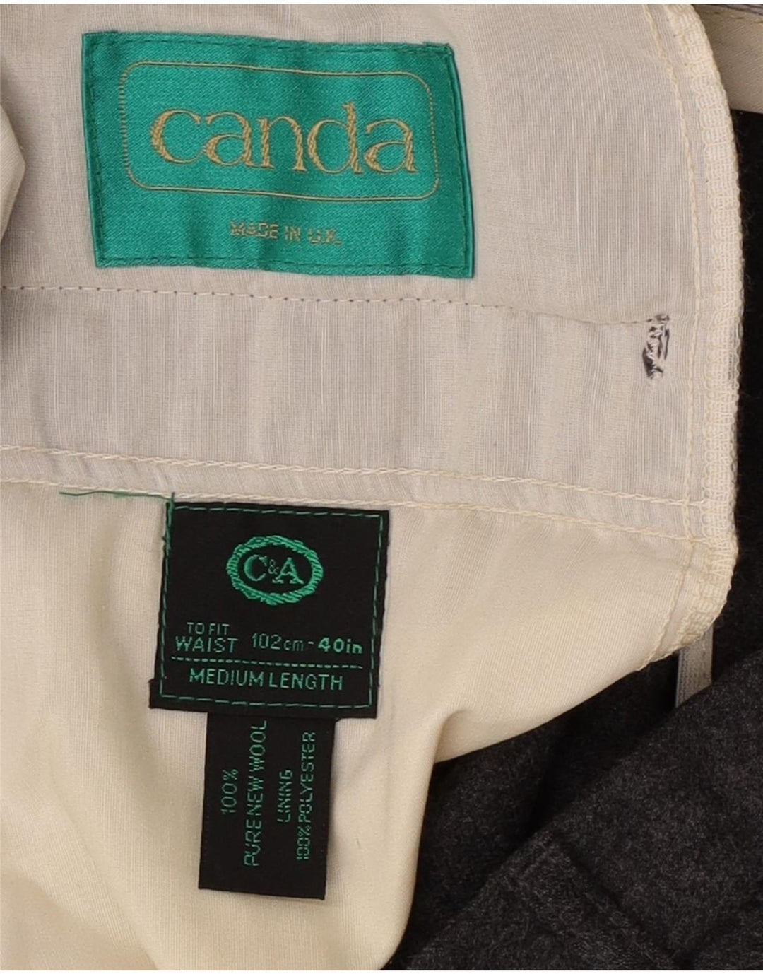 Pantaloni casual regolari da uomo C&A Canda W40 L31 lana vergine grigia