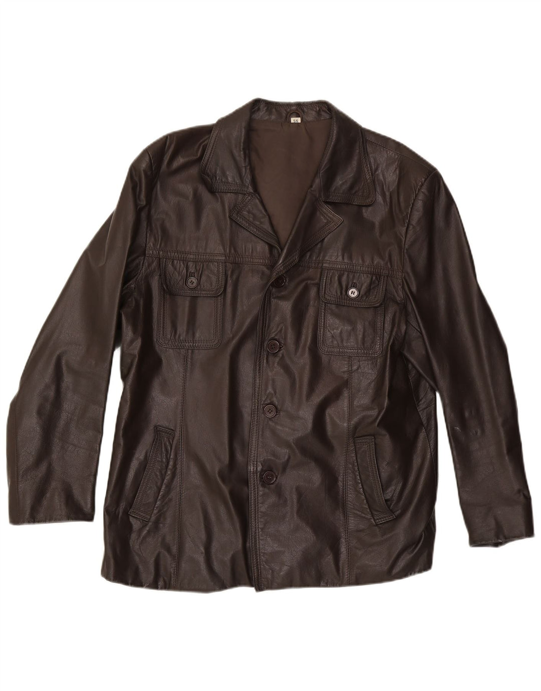 Giacca in pelle da uomo VINTAGE UK 40 grande in pelle marrone