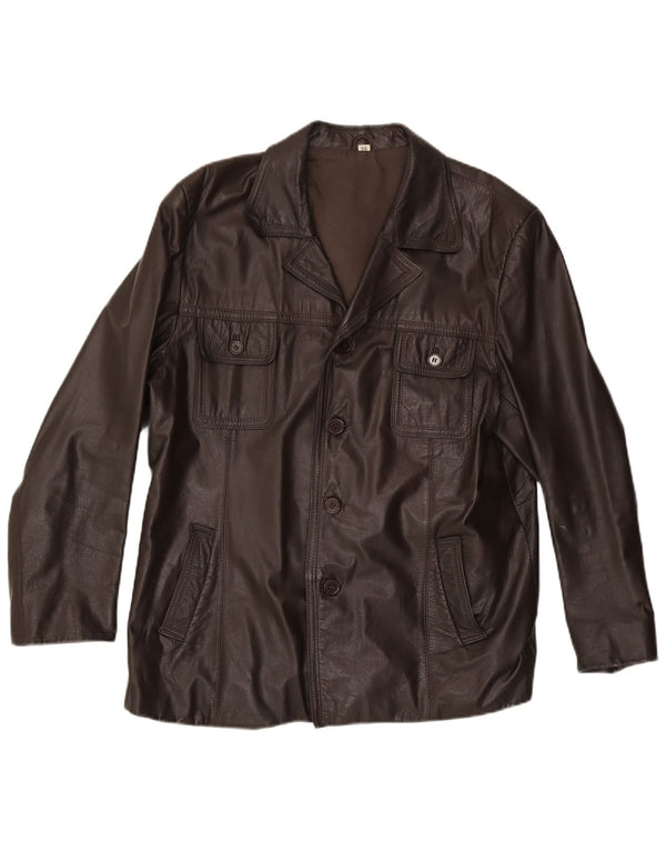 Giacca in pelle da uomo VINTAGE UK 40 grande in pelle marrone