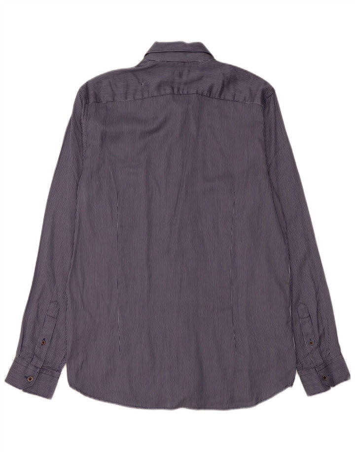 Camicia da uomo Ted Baker taglia 4 grande cotone gessato blu