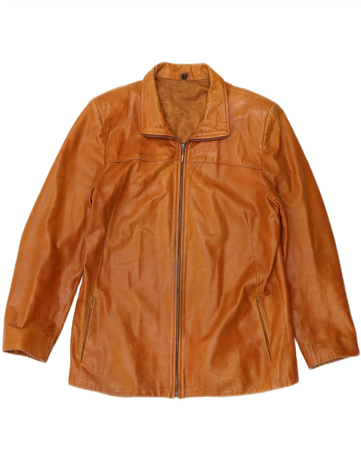 VINTAGE Womens Oversized Leather Jacket UK 10 Small Brown Leather Vintage Vintage and Second-Hand Vintage from Messina Hembry 