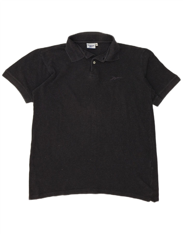 Polo Reebok da uomo grande in cotone grigio