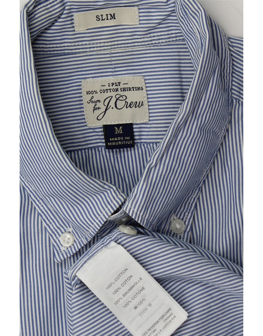 Camicia slim fit da uomo J. CREW in cotone gessato blu medio