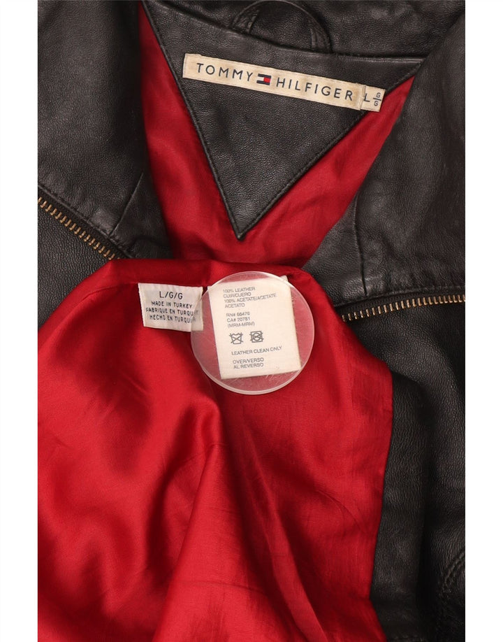 Cappotto in pelle da donna Tommy Hilfiger UK 16 grande pelle nera